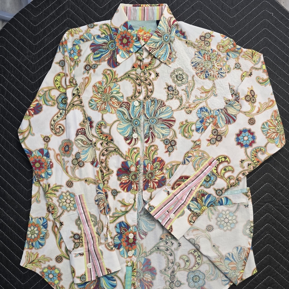 Vintage Robert Graham Multicolor Floral Button-Up Shirt